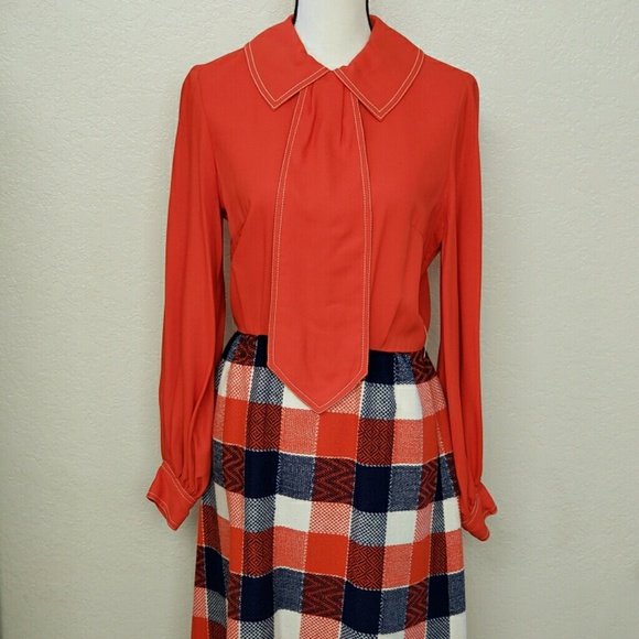 Vintage Dresses & Skirts - 🎉HP🎉Vintage Pretaporte mod red plaid tie dress
